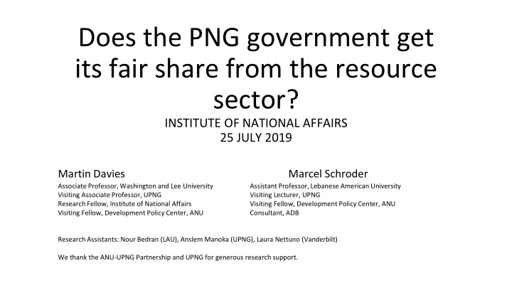 does the png government get its fair share from the