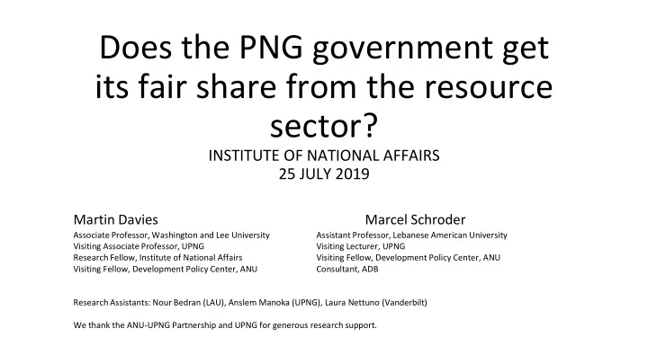 does the png government get its fair share from the
