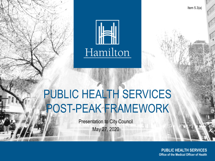 public health services post peak framework