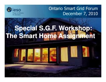 Special S.G.F. Workshop:  Special S.G.F. Workshop:  The Smart Home Assignment  The Smart Home