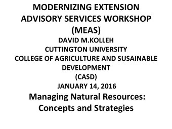 MODERNIZING  EXTENSION   ADVISORY  SERVICES  WORKSHOP   (MEAS)     DAVID