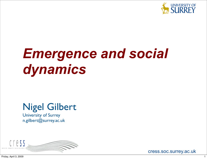 emergence and social dynamics