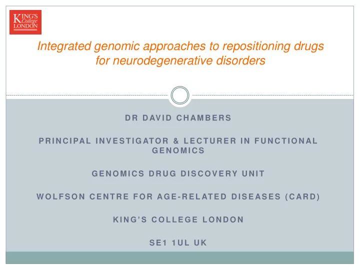 for neurodegenerative disorders