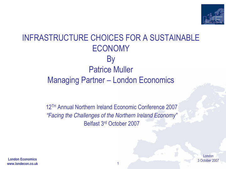infrastructure choices for a sustainable economy by