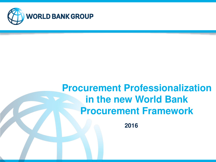 procurement professionalization in the new world bank