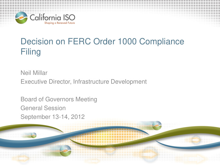 decision on ferc order 1000 compliance filing neil millar