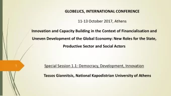 GLOBELICS, INTERNATIONAL CONFERENCE  11-13 October 2017, Athens  Innovation and Capacity Building
