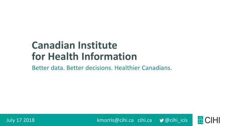canadian institute for health information