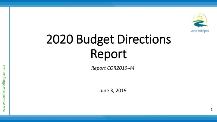 2020 2020 bu budget t directi ction ons report ort