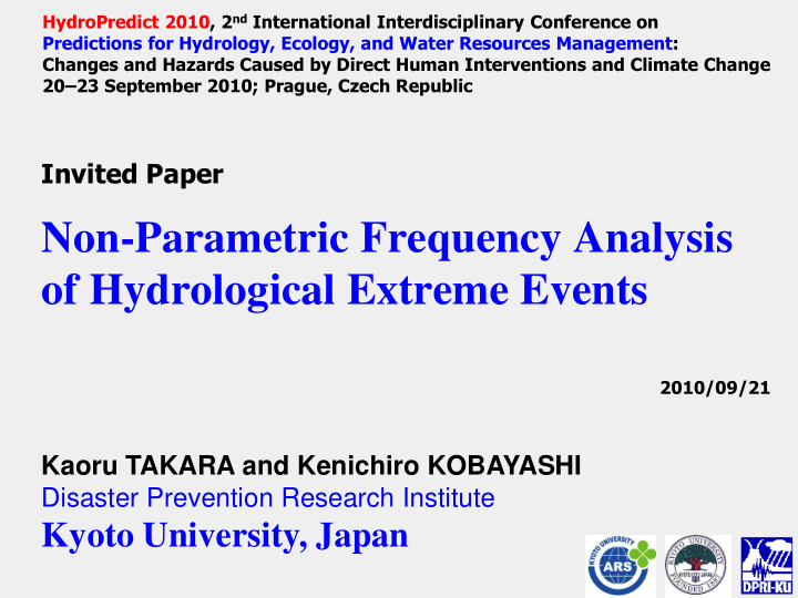 non parametric frequency analysis of hydrological extreme