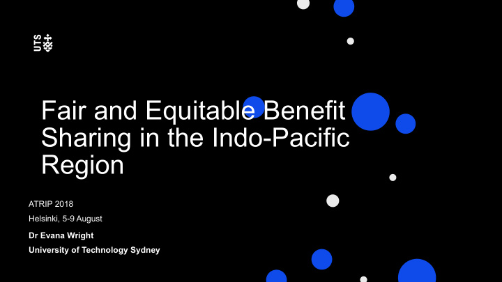 fair and equitable benefit sharing in the indo pacific