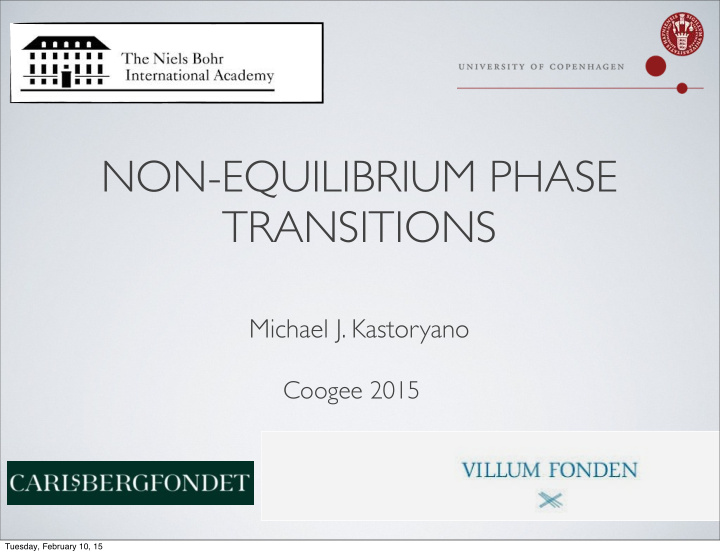non equilibrium phase transitions