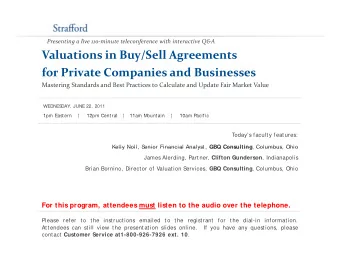 Valuations in Buy/Sell Agreements for Private Companies and Businesses Mastering Standards and Best