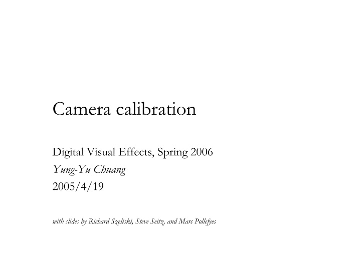 camera calibration