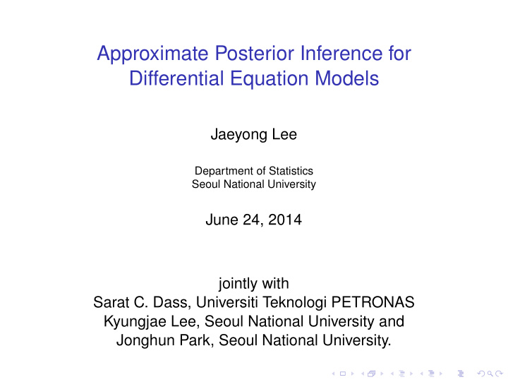 approximate posterior inference for differential equation