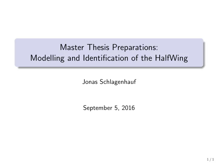 master thesis preparations modelling and identification