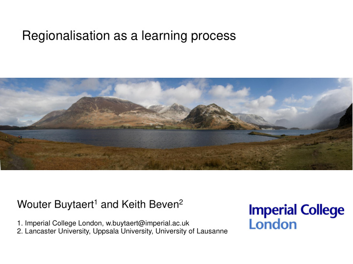 regionalisation as a learning process