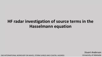 Hasselmann equation  Stuart Anderson  University of Adelaide  2ND INTERNATIONAL WORKSHOP ON WAVES,