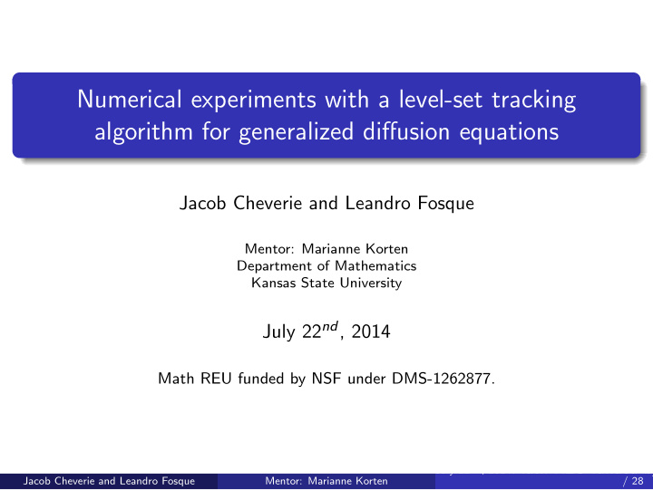 numerical experiments with a level set tracking algorithm