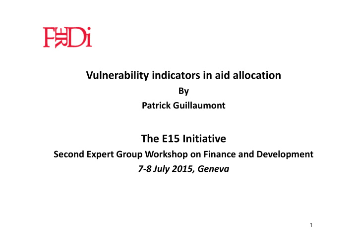 vulnerability indicators in aid allocation