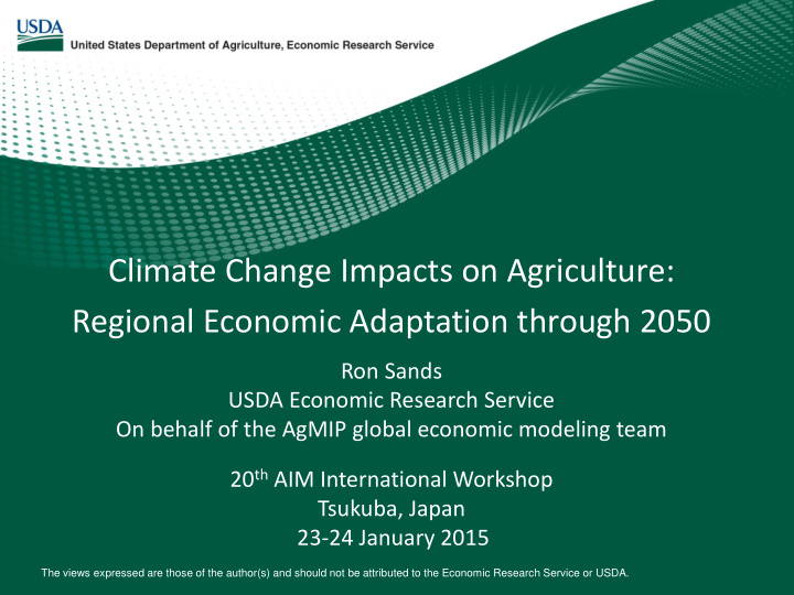 climate change impacts on agriculture regional economic
