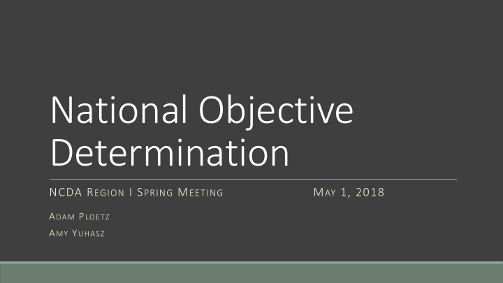 national objective determination