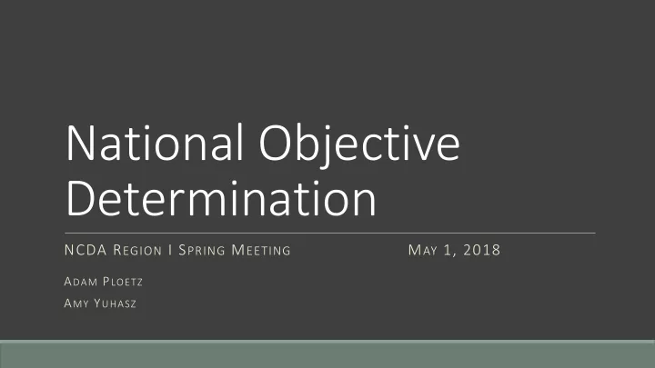 national objective determination