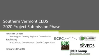 Southern Vermont CEDS  2020 Project Submission Phase  Jonathan Cooper  Bennington County Regional