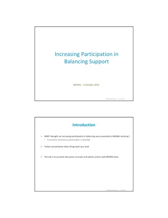 Increasing Participation in Balancing Support MDIWG  9 October 2010 MDIWG Bal Options  11 Oct