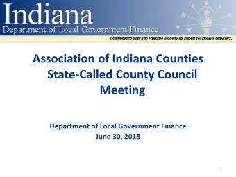 Association of Indiana Counties  State-Called County Council  Meeting  Department of Local