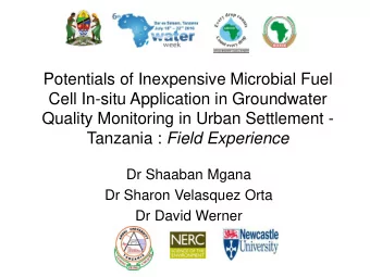 Cell In-situ Application in Groundwater  Quality Monitoring in Urban Settlement - Tanzania : Field