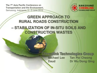 RURAL ROADS CONSTRUCTION  STABILIZATION OF IN-SITU SOILS AND  CONSTRUCTION WASTES  Chemilink
