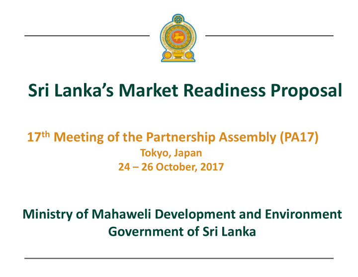 sri lanka s market readiness proposal