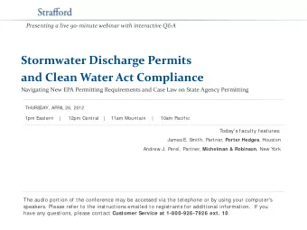 Stormwater Discharge Permits  and Clean Water Act Compliance  Navigating New EPA Permitting