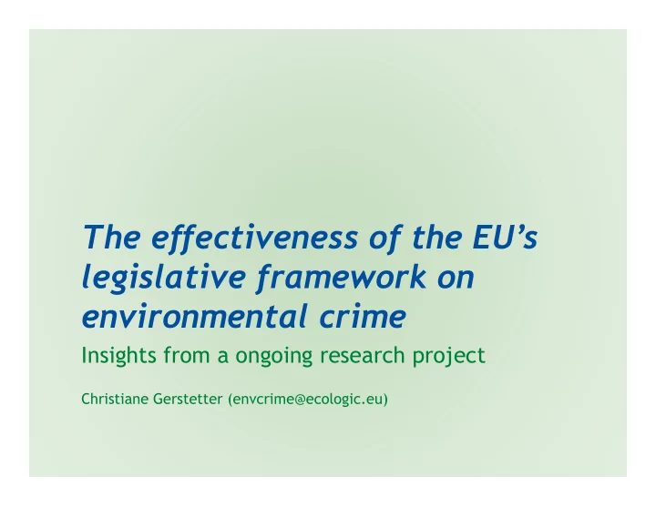 the effectiveness of the eu s the effectiveness of the eu