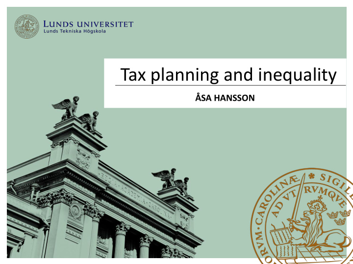 tax planning and inequality