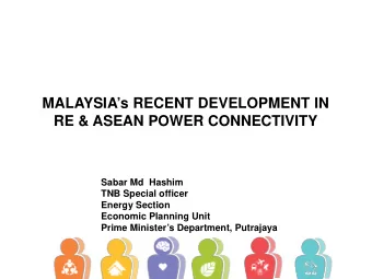 MALAYSIAs RECENT DEVELOPMENT IN  RE &amp; ASEAN POWER CONNECTIVITY  Sabar Md  Hashim  TNB