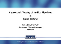 hydrostatic testing of in situ pipelines