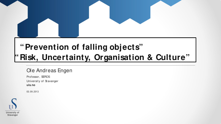 prevention of falling objects risk uncertainty