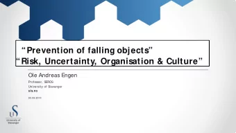 Prevention of falling objects  Risk, Uncertainty, Organisation &amp; Culture  Ole