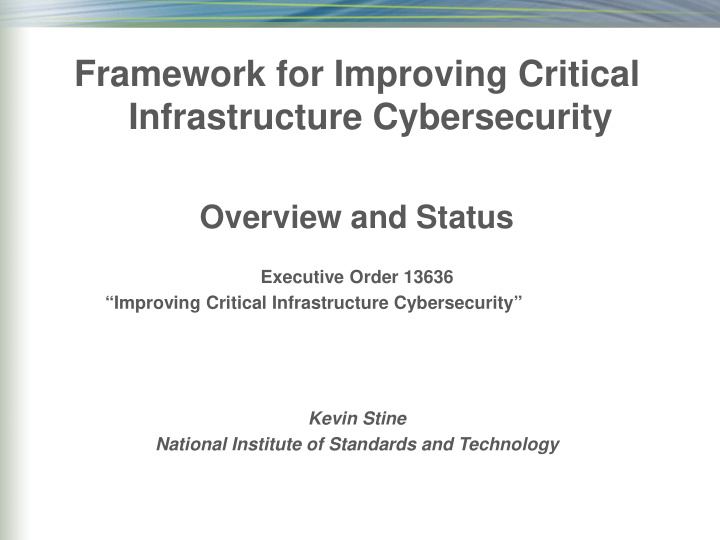 framework for improving critical infrastructure