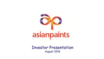 Investor Presentation  August 2018  DISCLAIMER This presentation may contain statements which