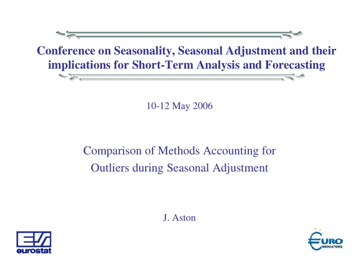 conference on seasonality seasonal adjustment and their