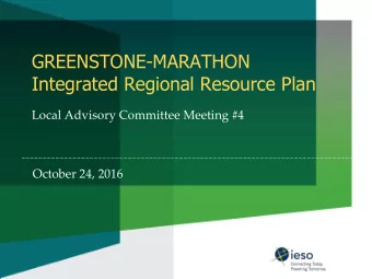 Integrated Regional Resource Plan  Local Advisory Committee Meeting #4  October 24, 2016