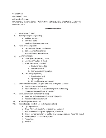 Valerie Miller  Mechanical Option  Advisor: Dr. Freihaut NASA Langley Research Center