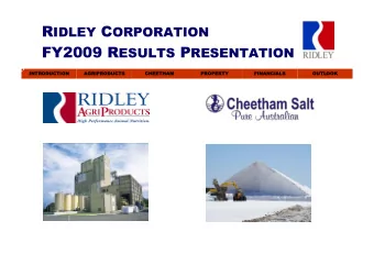 IGNIFICANT I I TEMS TEMS  INTR  INTRODUCTION  ODUCTION  AGRIPR  GRIPRODUCTS  ODUCTS  CHEETHAM