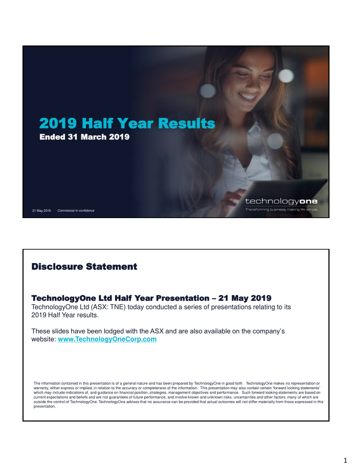 2019 2019 half half year year results results