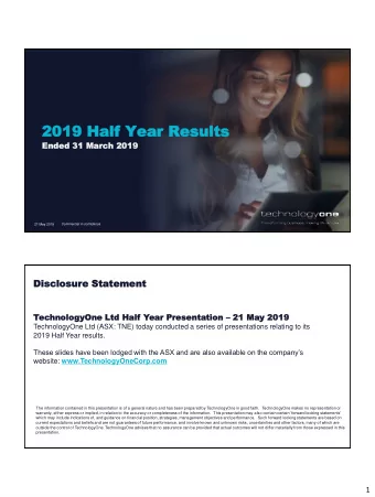 2019  2019 Half  Half Year  Year Results  Results  End  Ended 31 M  March 20  2019  Commercial in