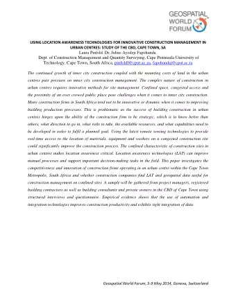 USING LOCATION AWARENESS TECHNOLOGIES FOR INNOVATIVE CONSTRUCTION MANAGEMENT IN  URBAN CENTRES: