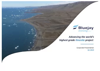 Advancing the worlds  highest grade ilmenite project  Wider  Portfolio  Corporate Presentation